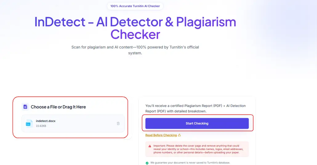Upload & Click ‘Start Checking’